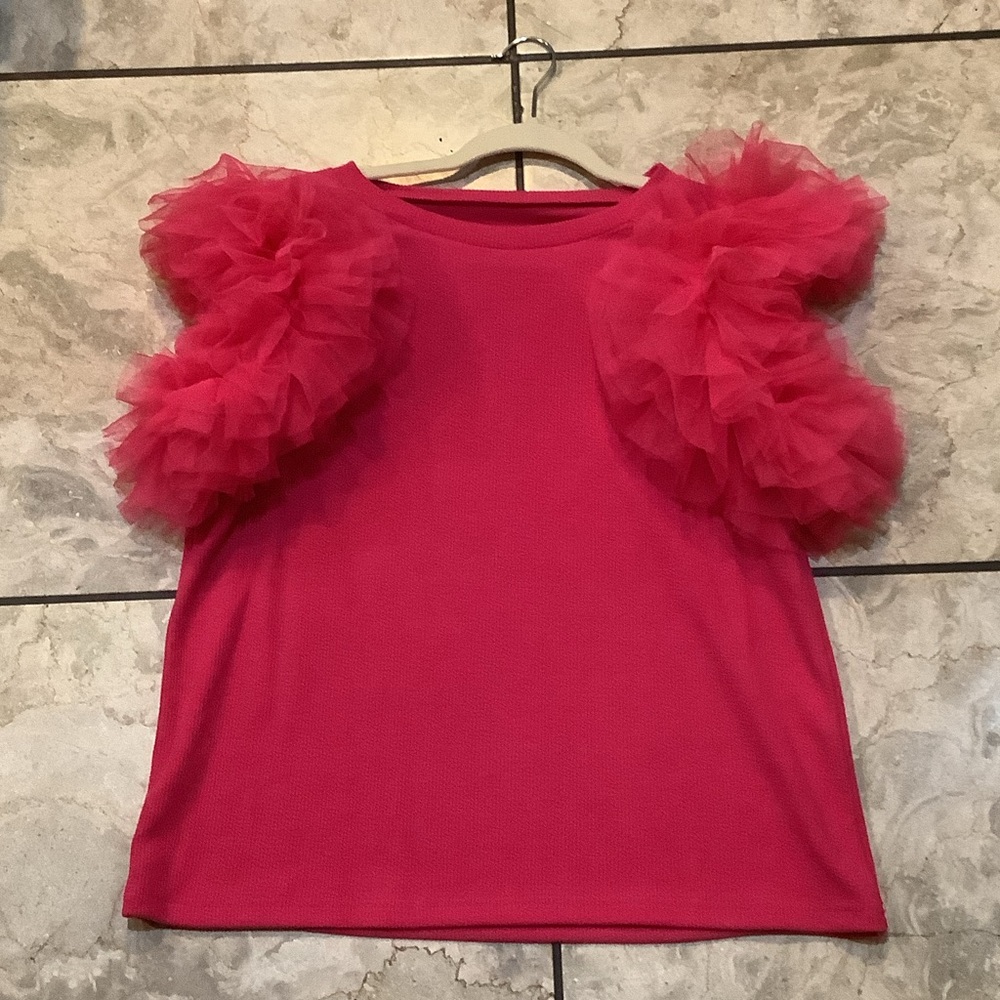 TALLIA Women Fuchsia Ruffle Sleeve Blouse Med